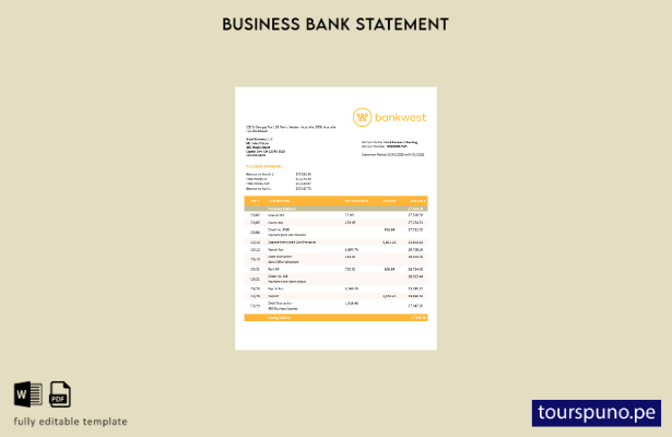 listo para imprimir Plantilla de plantilla de Word y PDF del extracto bancario c